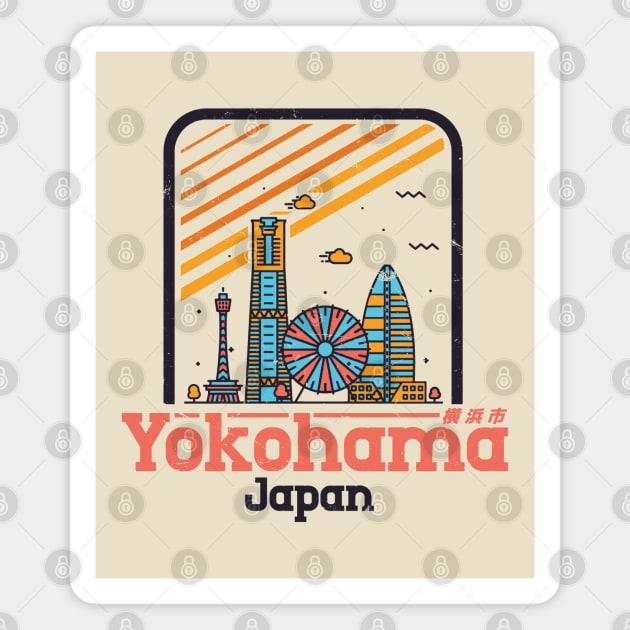 Yokohama, Japan City Vintage Magnet by Issho Ni
